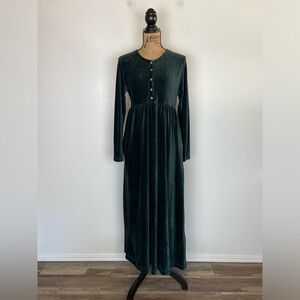 Jones New York Sport 90s Corduroy Maxi Dress S Green Grunge Western Cottagecore